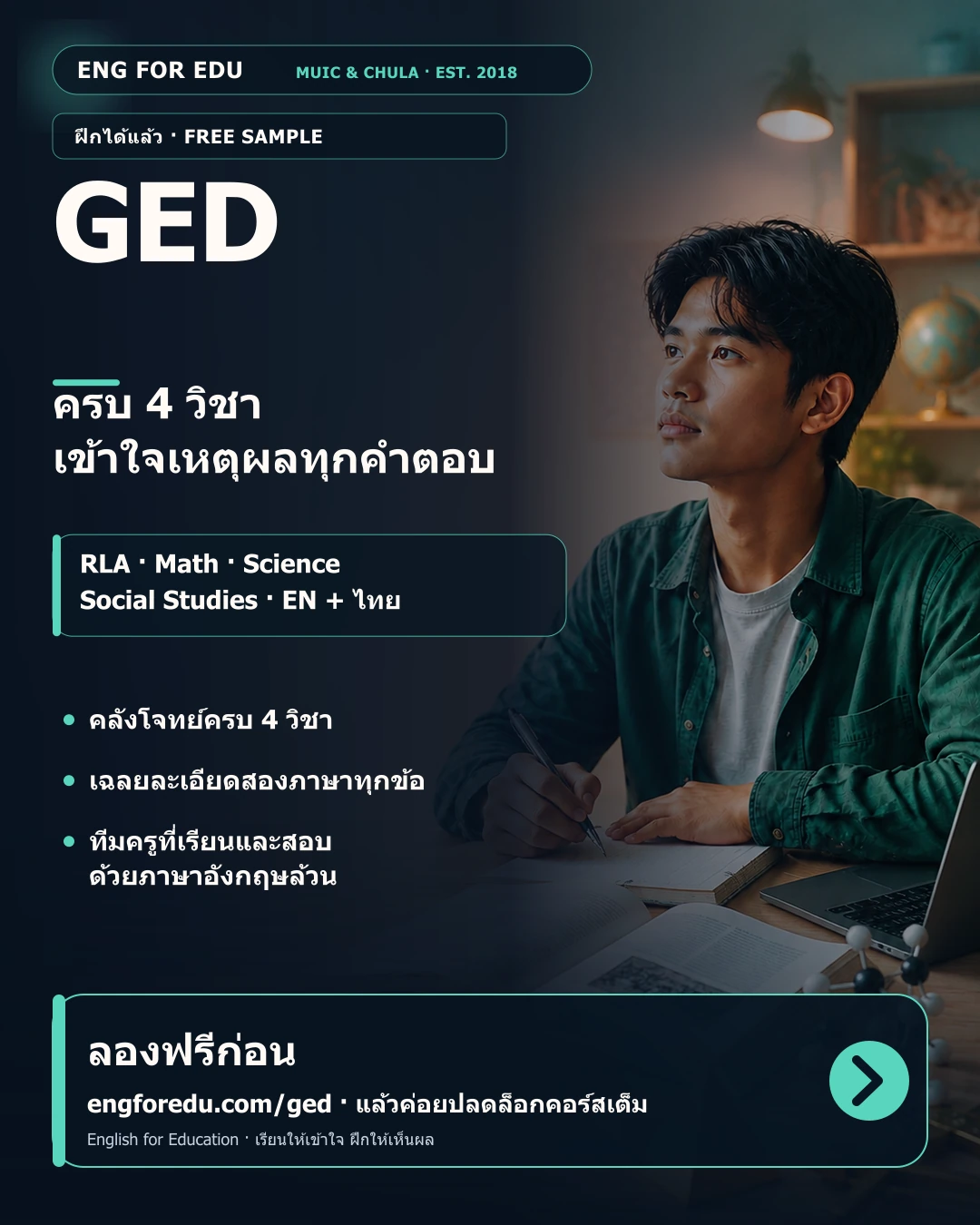 GED course poster by English for Education